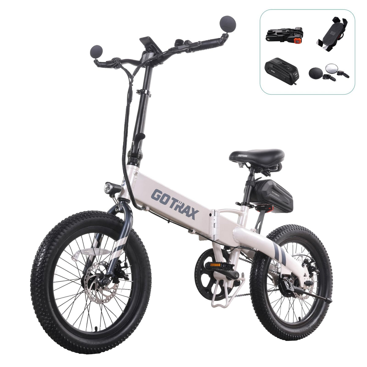 Gotrax F1V2 20" Electric Bike, Max Range 50 Miles & 20Mph Power by 350W, LCD Display & 5 Pedal-Assist Levels, Adult Folding Bike with Accessories including Lock, Rearview Mirror, Phone Holder&Seat Bag