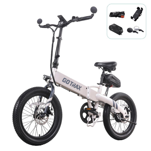 Gotrax F1V2 20" Electric Bike, Max Range 50 Miles & 20Mph Power by 350W, LCD Display & 5 Pedal-Assist Levels, Adult Folding Bike with Accessories including Lock, Rearview Mirror, Phone Holder&Seat Bag