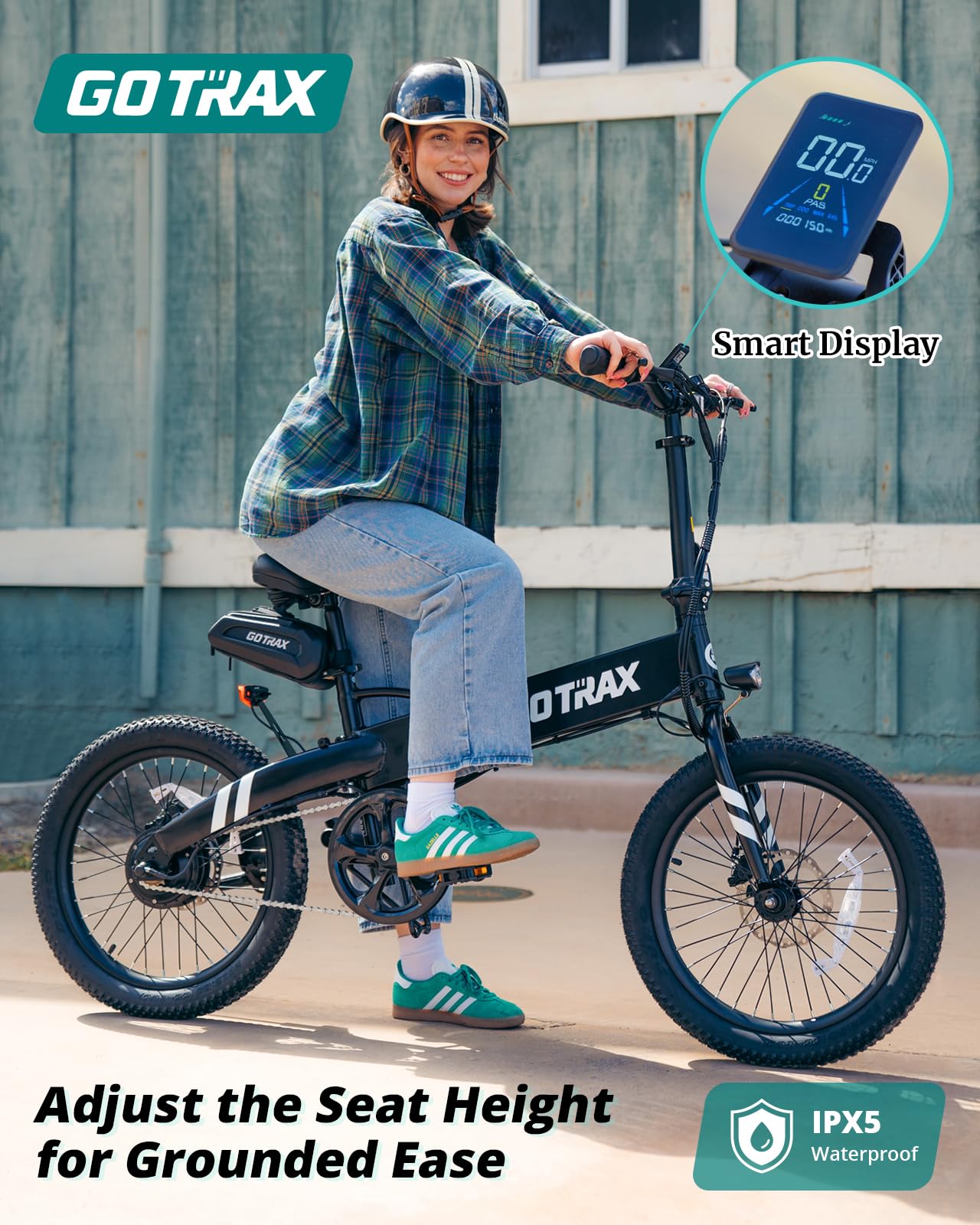 Gotrax F1V2 20" Electric Bike, Max Range 50 Miles & 20Mph Power by 350W, LCD Display & 5 Pedal-Assist Levels, Adult Folding Bike with Accessories including Lock, Rearview Mirror, Phone Holder&Seat Bag