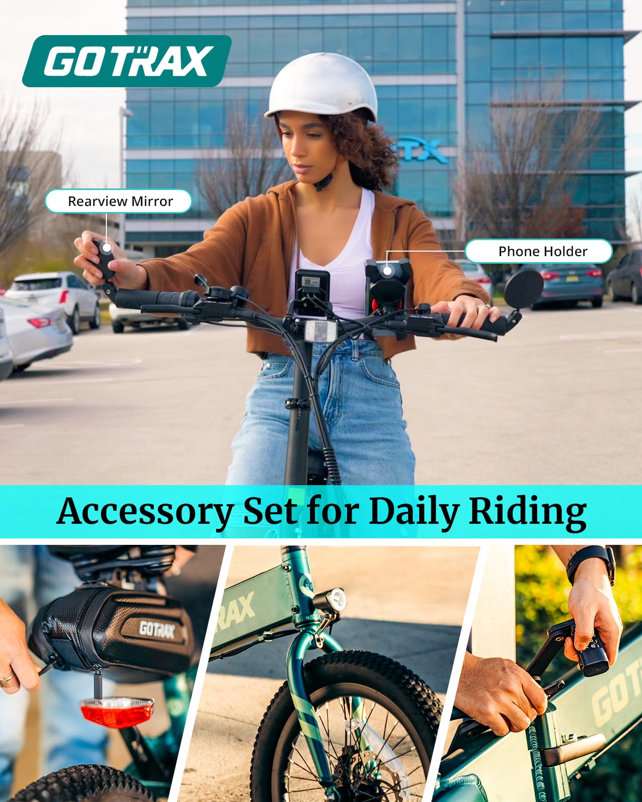 Gotrax F1V2 20" Electric Bike, Max Range 50 Miles & 20Mph Power by 350W, LCD Display & 5 Pedal-Assist Levels, Adult Folding Bike with Accessories including Lock, Rearview Mirror, Phone Holder&Seat Bag