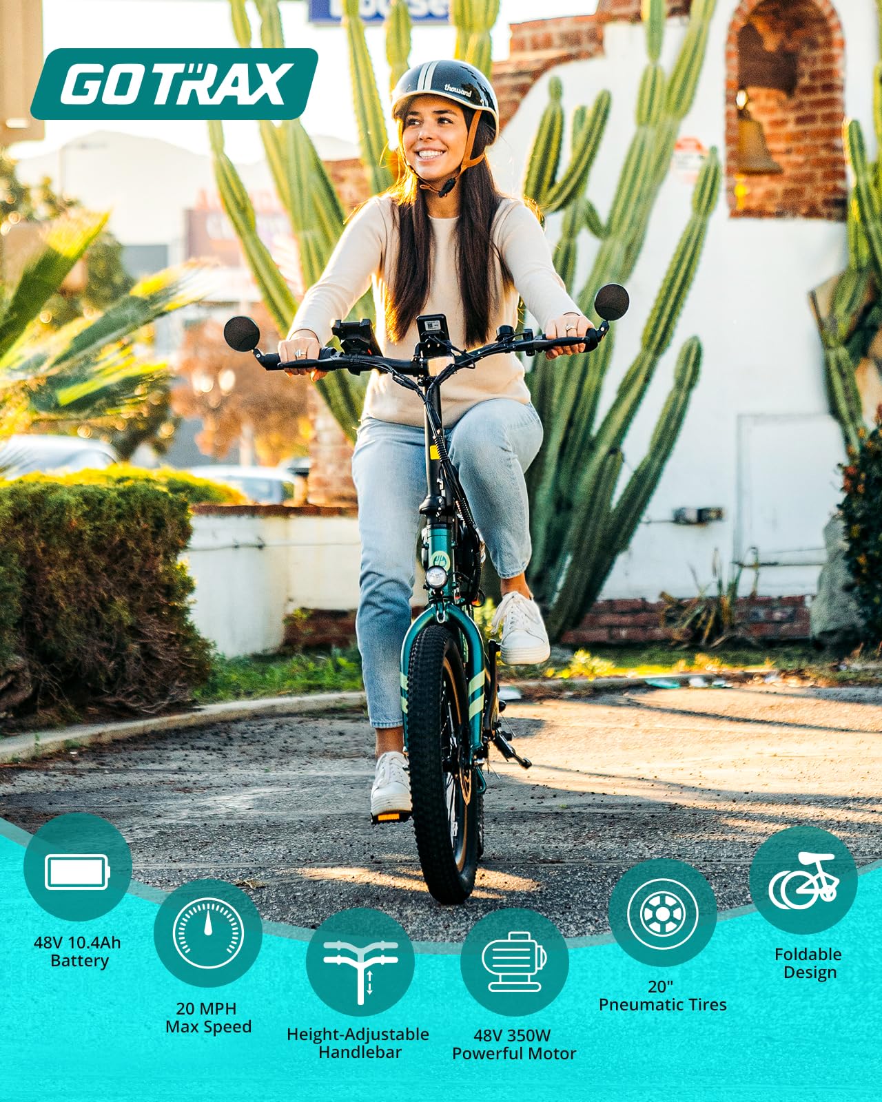 Gotrax F1V2 20" Electric Bike, Max Range 50 Miles & 20Mph Power by 350W, LCD Display & 5 Pedal-Assist Levels, Adult Folding Bike with Accessories including Lock, Rearview Mirror, Phone Holder&Seat Bag