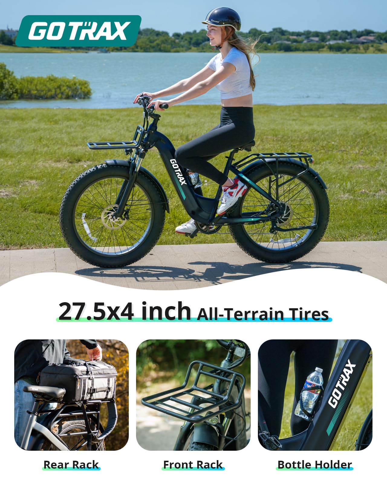 Gotrax R8 Electric Bike 26"*4 Fat Tire Bike, 850W Peak Motor Mountain Ebike, Up to 65 Miles 20 Mph, Speed Sensor, Removable Battery, 7-Speed and Shock Absorber, Electric Commuter Bike for Adults