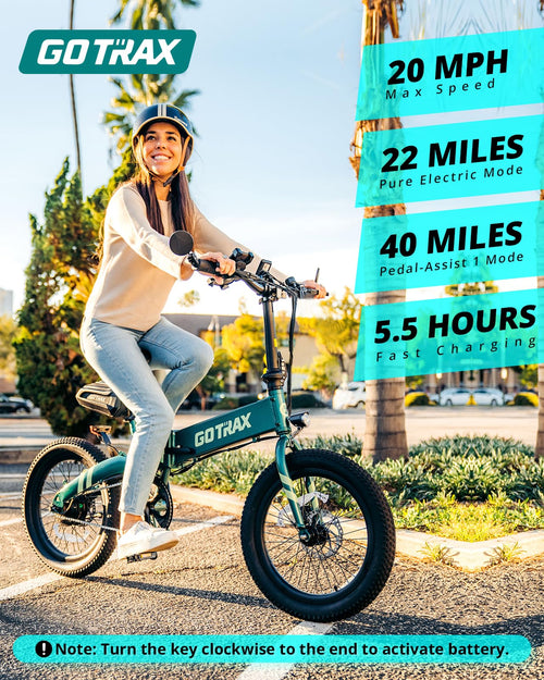 Gotrax F1V2 20" Electric Bike, Max Range 50 Miles & 20Mph Power by 350W, LCD Display & 5 Pedal-Assist Levels, Adult Folding Bike with Accessories including Lock, Rearview Mirror, Phone Holder&Seat Bag